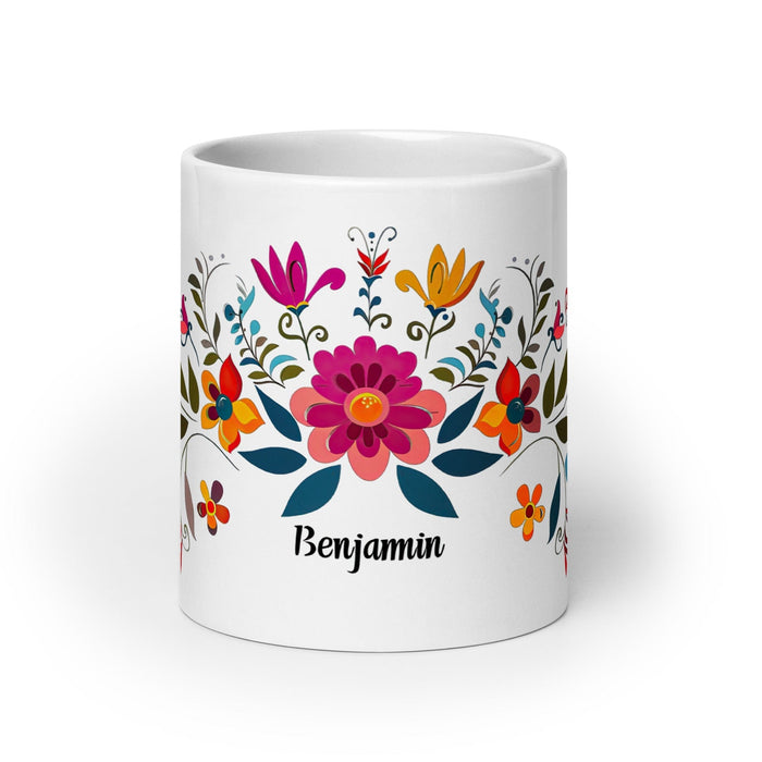 Benjamín Exclusive Name Art Piece Home Office Work Coffee Mug Mexican Spanish Pride Gift Cup One-Of-A-Kind Calligraphy White Glossy Mug | B2 Mexicada