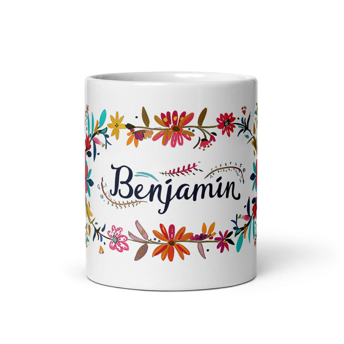 Benjamín Exclusive Name Art Piece Home Office Work Coffee Mug Mexican Spanish Pride Gift Cup One-Of-A-Kind Calligraphy White Glossy Mug | B20 Mexicada