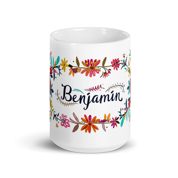 Benjamín Exclusive Name Art Piece Home Office Work Coffee Mug Mexican Spanish Pride Gift Cup One-Of-A-Kind Calligraphy White Glossy Mug | B20 Mexicada