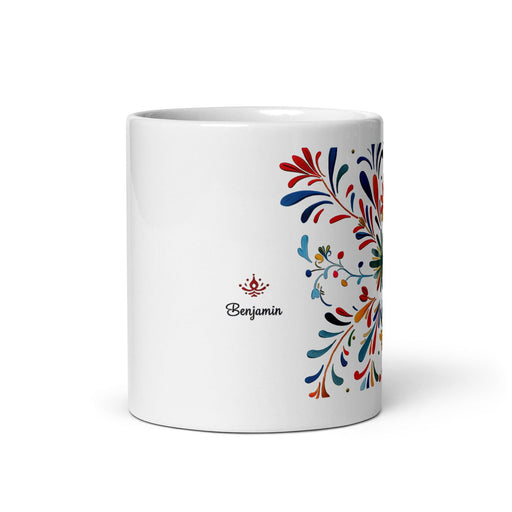 Benjamín Exclusive Name Art Piece Home Office Work Coffee Mug Mexican Spanish Pride Gift Cup One-Of-A-Kind Calligraphy White Glossy Mug | B21 Mexicada