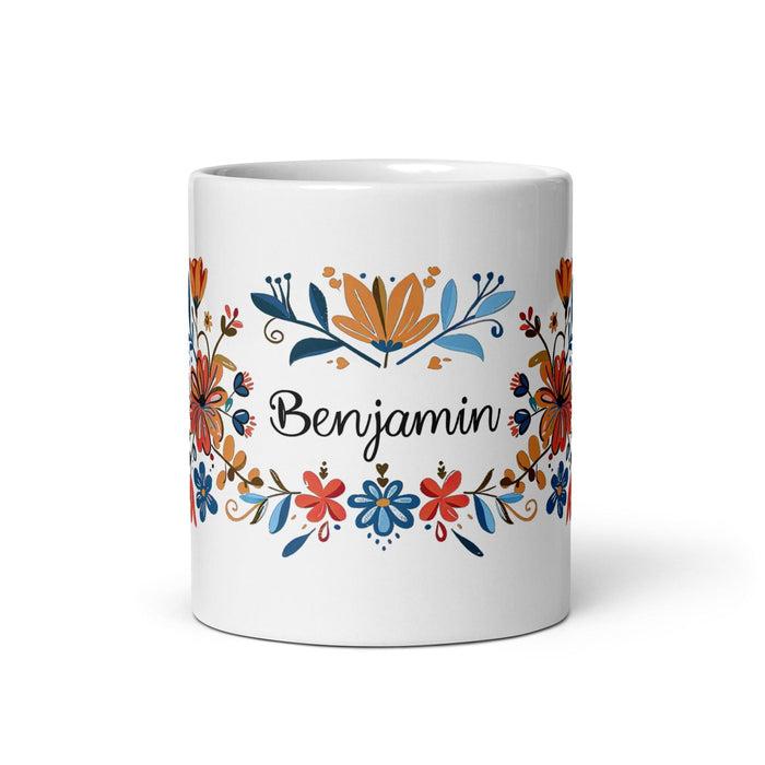 Benjamín Exclusive Name Art Piece Home Office Work Coffee Mug Mexican Spanish Pride Gift Cup One-Of-A-Kind Calligraphy White Glossy Mug | B22 Mexicada