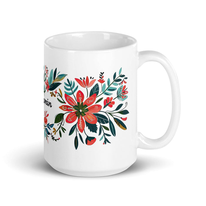 Benjamín Exclusive Name Art Piece Home Office Work Coffee Mug Mexican Spanish Pride Gift Cup One-Of-A-Kind Calligraphy White Glossy Mug | B23 Mexicada 15 oz