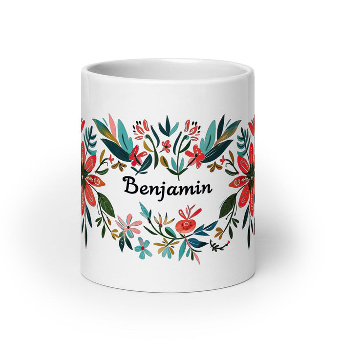 Benjamín Exclusive Name Art Piece Home Office Work Coffee Mug Mexican Spanish Pride Gift Cup One-Of-A-Kind Calligraphy White Glossy Mug | B23 Mexicada