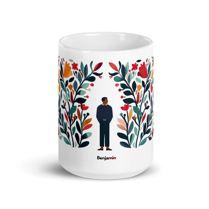 Benjamín Exclusive Name Art Piece Home Office Work Coffee Mug Mexican Spanish Pride Gift Cup One-Of-A-Kind Calligraphy White Glossy Mug | B3 Mexicada