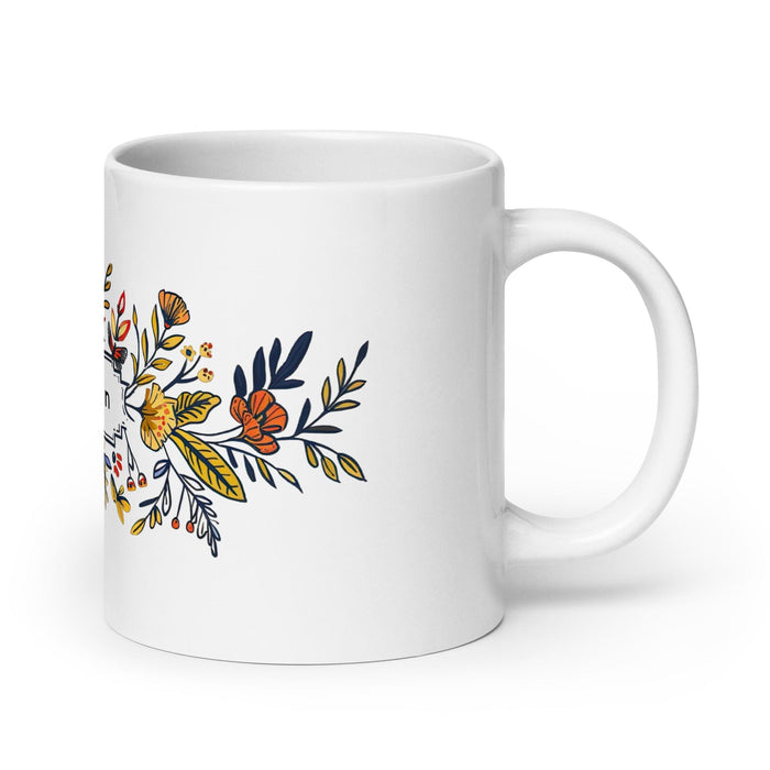 Benjamín Exclusive Name Art Piece Home Office Work Coffee Mug Mexican Spanish Pride Gift Cup One-Of-A-Kind Calligraphy White Glossy Mug | B4 Mexicada 20 oz