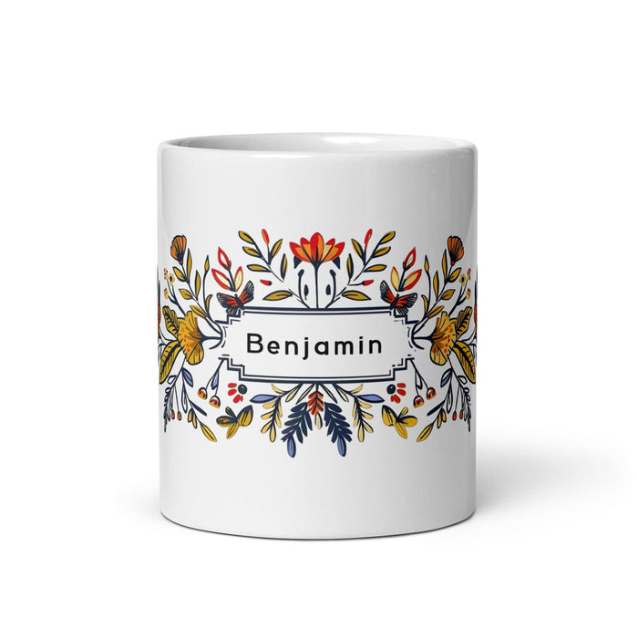 Benjamín Exclusive Name Art Piece Home Office Work Coffee Mug Mexican Spanish Pride Gift Cup One-Of-A-Kind Calligraphy White Glossy Mug | B4 Mexicada