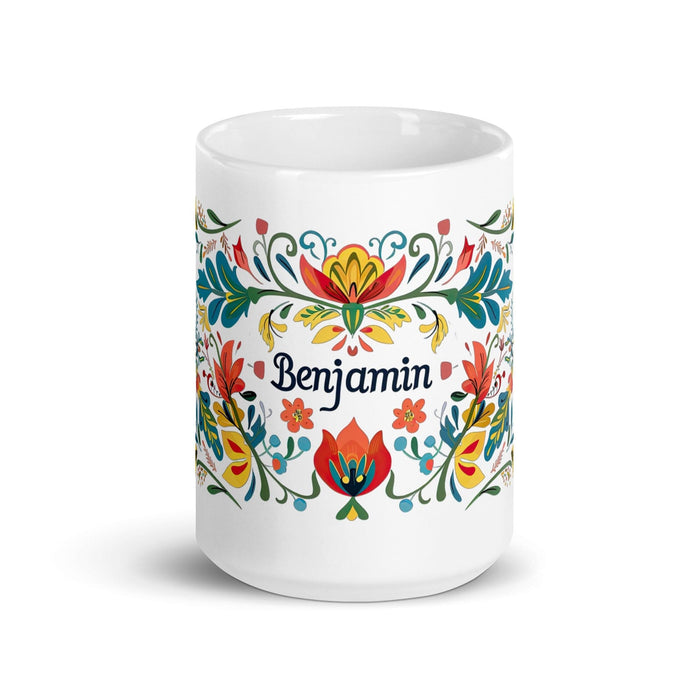 Benjamín Exclusive Name Art Piece Home Office Work Coffee Mug Mexican Spanish Pride Gift Cup One-Of-A-Kind Calligraphy White Glossy Mug | B41 Mexicada