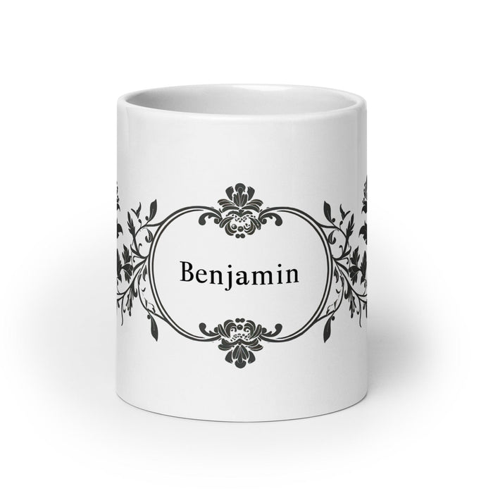 Benjamín Exclusive Name Art Piece Home Office Work Coffee Mug Mexican Spanish Pride Gift Cup One-Of-A-Kind Calligraphy White Glossy Mug | B42 Mexicada