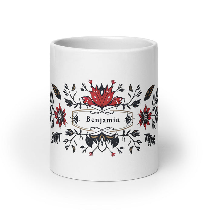 Benjamín Exclusive Name Art Piece Home Office Work Coffee Mug Mexican Spanish Pride Gift Cup One-Of-A-Kind Calligraphy White Glossy Mug | B43 Mexicada