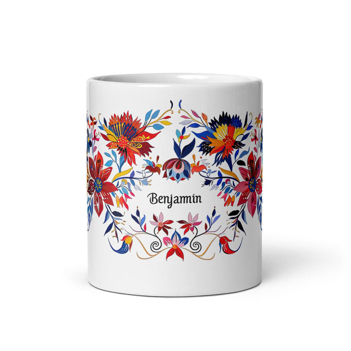 Benjamín Exclusive Name Art Piece Home Office Work Coffee Mug Mexican Spanish Pride Gift Cup One-Of-A-Kind Calligraphy White Glossy Mug | B44 Mexicada