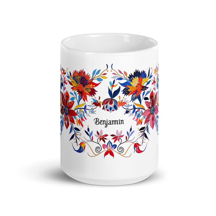 Benjamín Exclusive Name Art Piece Home Office Work Coffee Mug Mexican Spanish Pride Gift Cup One-Of-A-Kind Calligraphy White Glossy Mug | B44 Mexicada