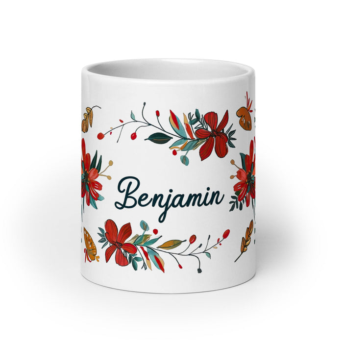 Benjamín Exclusive Name Art Piece Home Office Work Coffee Mug Mexican Spanish Pride Gift Cup One-Of-A-Kind Calligraphy White Glossy Mug | B45 Mexicada