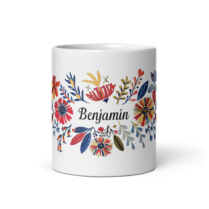 Benjamín Exclusive Name Art Piece Home Office Work Coffee Mug Mexican Spanish Pride Gift Cup One-Of-A-Kind Calligraphy White Glossy Mug | B48 Mexicada