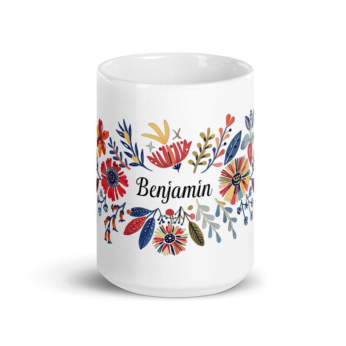 Benjamín Exclusive Name Art Piece Home Office Work Coffee Mug Mexican Spanish Pride Gift Cup One-Of-A-Kind Calligraphy White Glossy Mug | B48 Mexicada