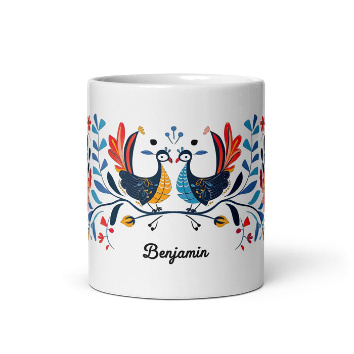 Benjamín Exclusive Name Art Piece Home Office Work Coffee Mug Mexican Spanish Pride Gift Cup One-Of-A-Kind Calligraphy White Glossy Mug | B5 Mexicada