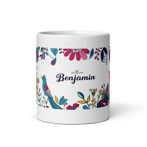 Benjamín Exclusive Name Art Piece Home Office Work Coffee Mug Mexican Spanish Pride Gift Cup One-Of-A-Kind Calligraphy White Glossy Mug | B50 Mexicada