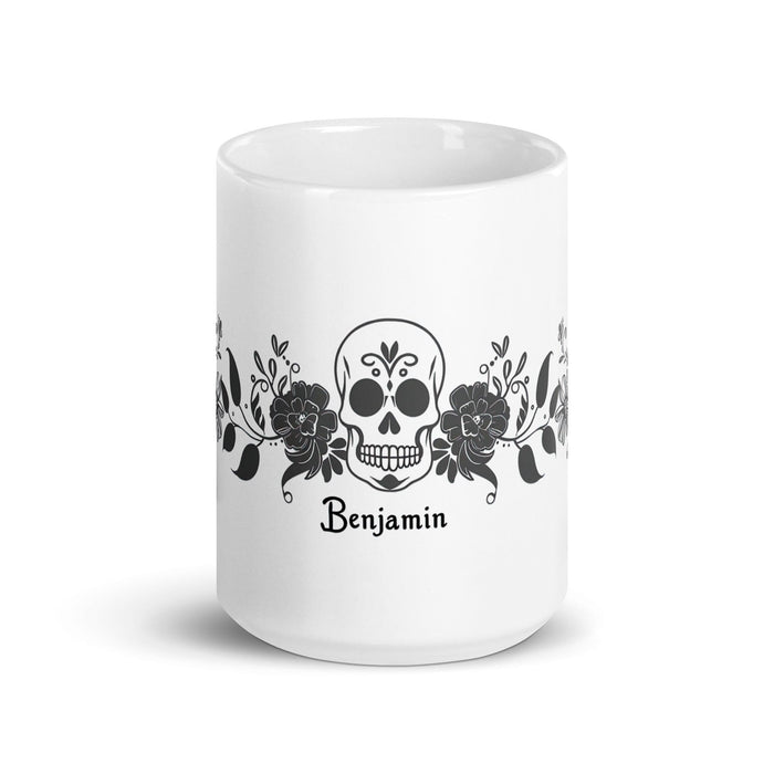 Benjamín Exclusive Name Art Piece Home Office Work Coffee Mug Mexican Spanish Pride Gift Cup One-Of-A-Kind Calligraphy White Glossy Mug | B51 Mexicada