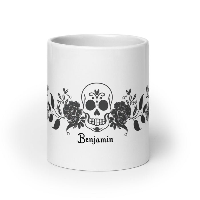 Benjamín Exclusive Name Art Piece Home Office Work Coffee Mug Mexican Spanish Pride Gift Cup One-Of-A-Kind Calligraphy White Glossy Mug | B51 Mexicada