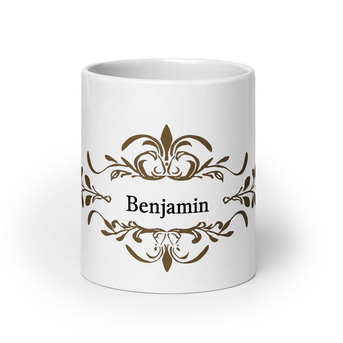 Benjamín Exclusive Name Art Piece Home Office Work Coffee Mug Mexican Spanish Pride Gift Cup One-Of-A-Kind Calligraphy White Glossy Mug | B52 Mexicada