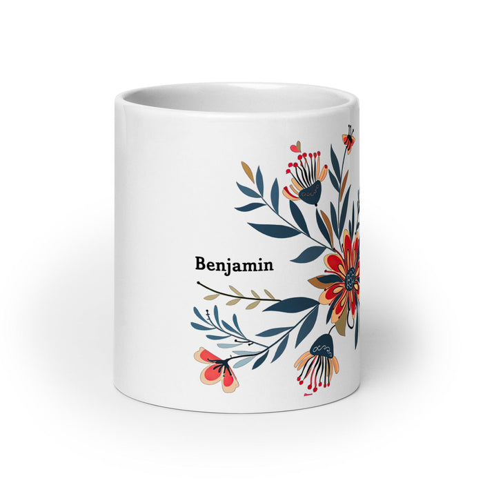 Benjamín Exclusive Name Art Piece Home Office Work Coffee Mug Mexican Spanish Pride Gift Cup One-Of-A-Kind Calligraphy White Glossy Mug | B53 Mexicada