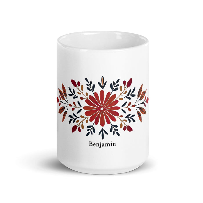 Benjamín Exclusive Name Art Piece Home Office Work Coffee Mug Mexican Spanish Pride Gift Cup One-Of-A-Kind Calligraphy White Glossy Mug | B54 Mexicada