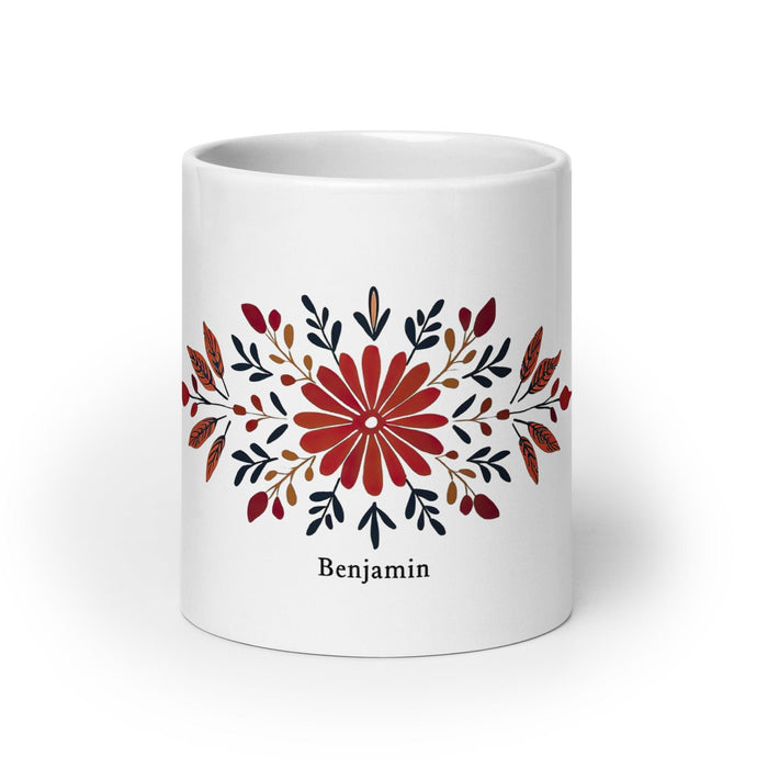 Benjamín Exclusive Name Art Piece Home Office Work Coffee Mug Mexican Spanish Pride Gift Cup One-Of-A-Kind Calligraphy White Glossy Mug | B54 Mexicada