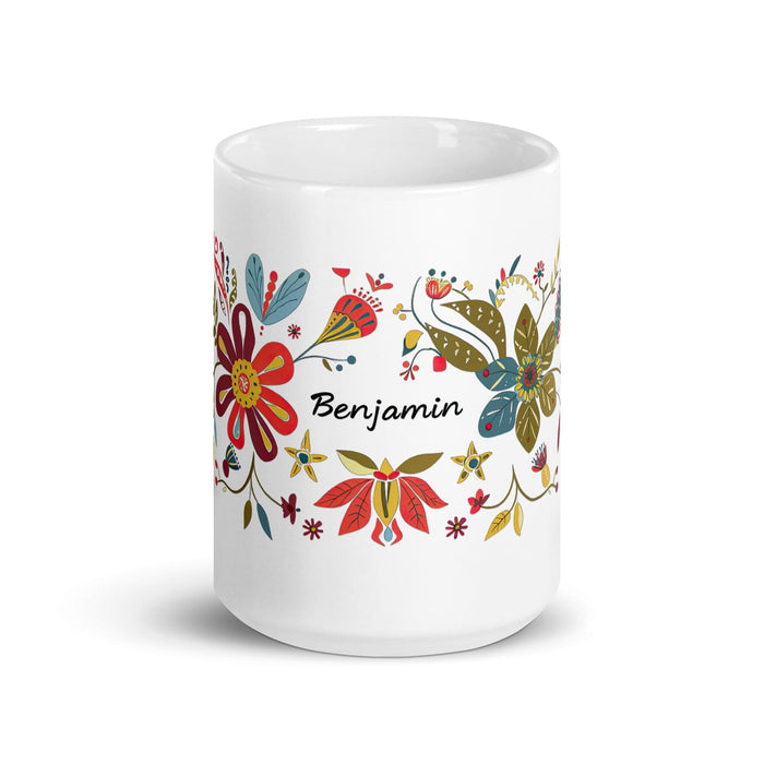 Benjamín Exclusive Name Art Piece Home Office Work Coffee Mug Mexican Spanish Pride Gift Cup One-Of-A-Kind Calligraphy White Glossy Mug | B56 Mexicada