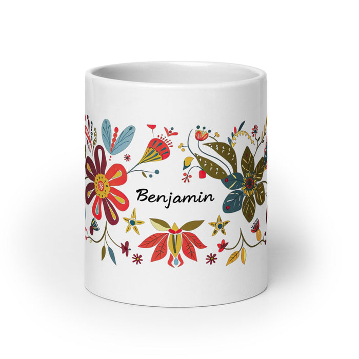 Benjamín Exclusive Name Art Piece Home Office Work Coffee Mug Mexican Spanish Pride Gift Cup One-Of-A-Kind Calligraphy White Glossy Mug | B56 Mexicada