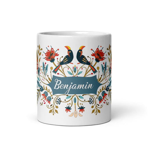 Benjamín Exclusive Name Art Piece Home Office Work Coffee Mug Mexican Spanish Pride Gift Cup One-Of-A-Kind Calligraphy White Glossy Mug | B57 Mexicada