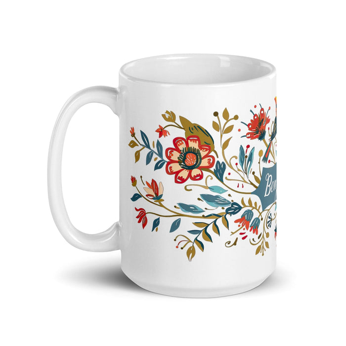 Benjamín Exclusive Name Art Piece Home Office Work Coffee Mug Mexican Spanish Pride Gift Cup One-Of-A-Kind Calligraphy White Glossy Mug | B57 Mexicada