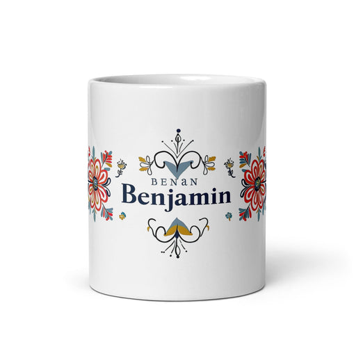 Benjamín Exclusive Name Art Piece Home Office Work Coffee Mug Mexican Spanish Pride Gift Cup One-Of-A-Kind Calligraphy White Glossy Mug | B58 Mexicada