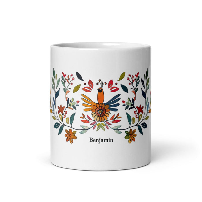 Benjamín Exclusive Name Art Piece Home Office Work Coffee Mug Mexican Spanish Pride Gift Cup One-Of-A-Kind Calligraphy White Glossy Mug | B6 Mexicada