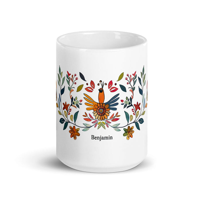 Benjamín Exclusive Name Art Piece Home Office Work Coffee Mug Mexican Spanish Pride Gift Cup One-Of-A-Kind Calligraphy White Glossy Mug | B6 Mexicada