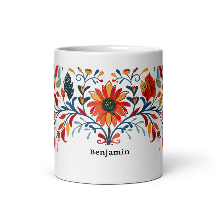 Benjamín Exclusive Name Art Piece Home Office Work Coffee Mug Mexican Spanish Pride Gift Cup One-Of-A-Kind Calligraphy White Glossy Mug | B8 Mexicada