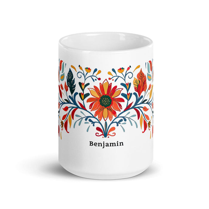 Benjamín Exclusive Name Art Piece Home Office Work Coffee Mug Mexican Spanish Pride Gift Cup One-Of-A-Kind Calligraphy White Glossy Mug | B8 Mexicada