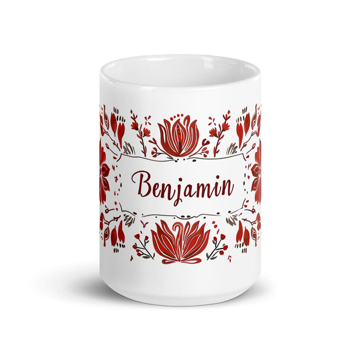 Benjamín Exclusive Name Art Piece Home Office Work Coffee Mug Mexican Spanish Pride Gift Cup One-Of-A-Kind Calligraphy White Glossy Mug | B9 Mexicada