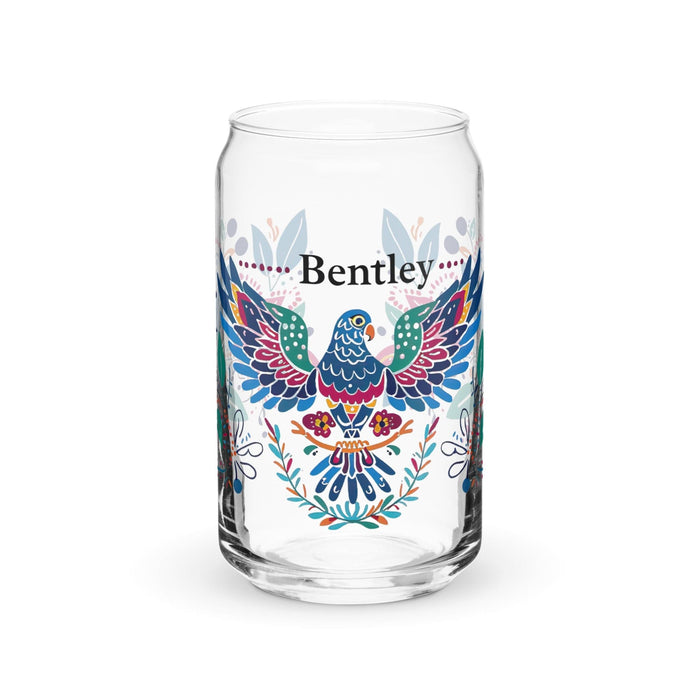 Bentley Exclusive Name Art Piece Can - Shaped Glass Home Office Work Mexican Spanish Pride Gift Cup One - Of - A - Kind Calligraphy Glass | B10 - Mexicada