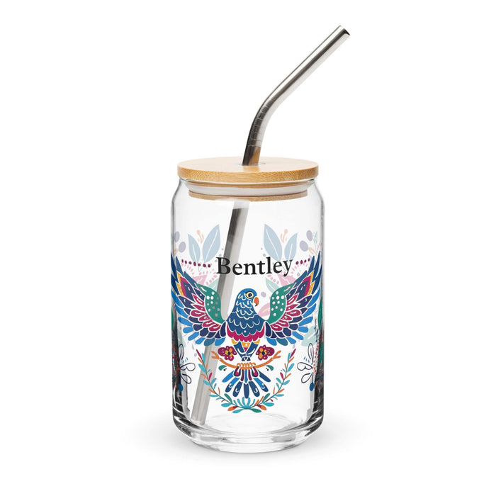 Bentley Exclusive Name Art Piece Can - Shaped Glass Home Office Work Mexican Spanish Pride Gift Cup One - Of - A - Kind Calligraphy Glass | B10 - Mexicada