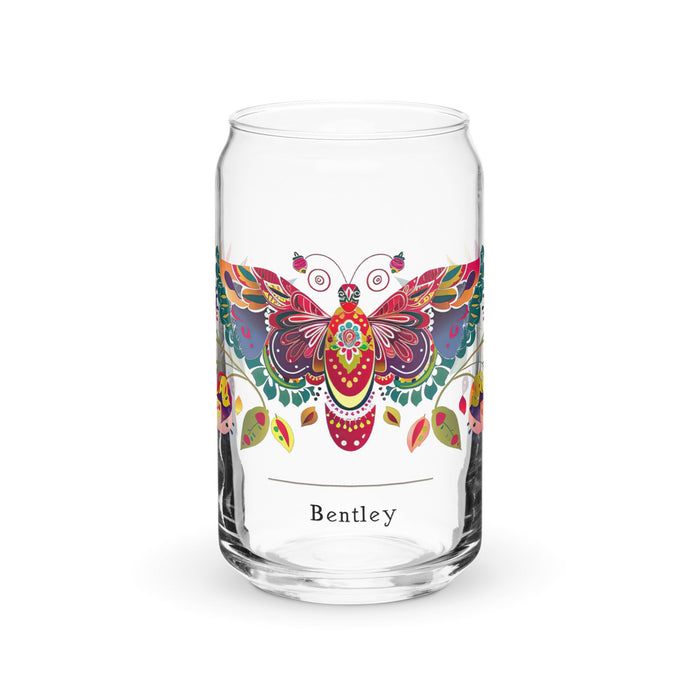 Bentley Exclusive Name Art Piece Can - Shaped Glass Home Office Work Mexican Spanish Pride Gift Cup One - Of - A - Kind Calligraphy Glass | B11 - Mexicada