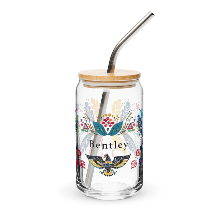 Bentley Exclusive Name Art Piece Can - Shaped Glass Home Office Work Mexican Spanish Pride Gift Cup One - Of - A - Kind Calligraphy Glass | B2 - Mexicada