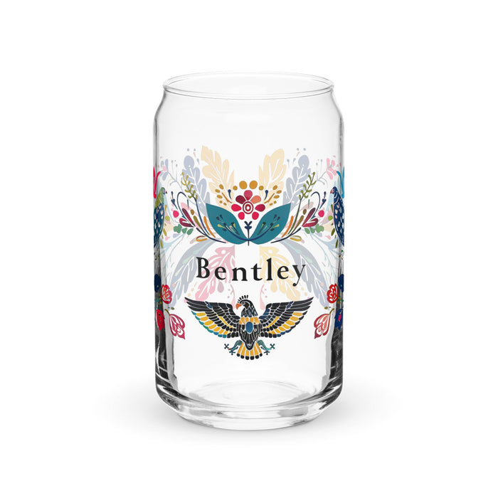 Bentley Exclusive Name Art Piece Can - Shaped Glass Home Office Work Mexican Spanish Pride Gift Cup One - Of - A - Kind Calligraphy Glass | B2 - Mexicada