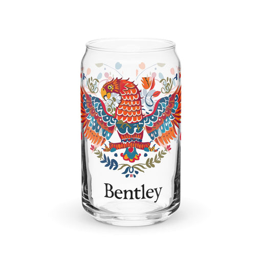 Bentley Exclusive Name Art Piece Can-Shaped Glass Home Office Work Mexican Spanish Pride Gift Cup One-Of-A-Kind Calligraphy Glass | B4 Mexicada 16 oz