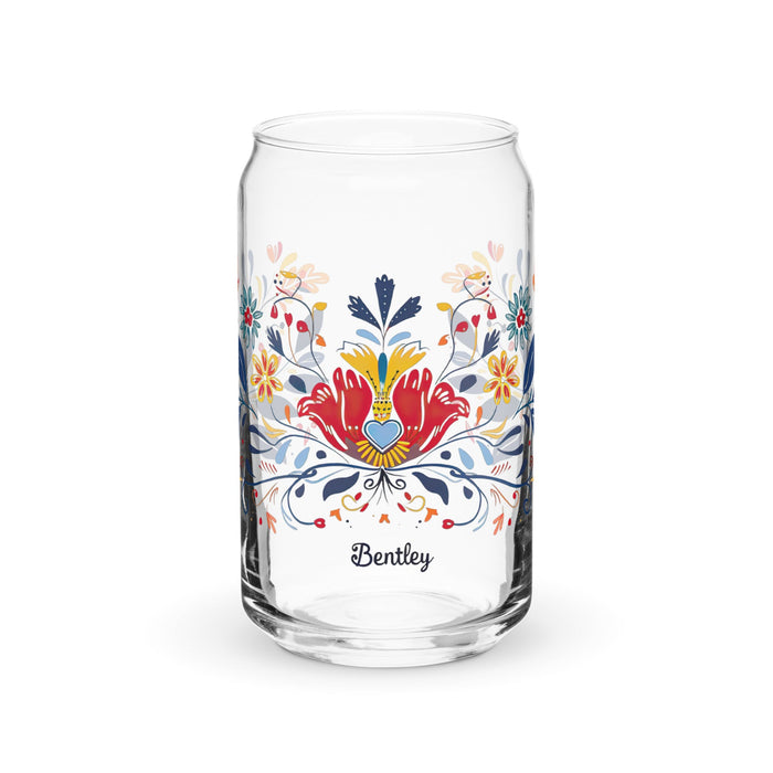 Bentley Exclusive Name Art Piece Can - Shaped Glass Home Office Work Mexican Spanish Pride Gift Cup One - Of - A - Kind Calligraphy Glass | B5 - Mexicada