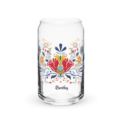 Bentley Exclusive Name Art Piece Can-Shaped Glass Home Office Work Mexican Spanish Pride Gift Cup One-Of-A-Kind Calligraphy Glass | B5 Mexicada 16 oz