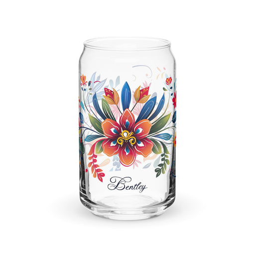 Bentley Exclusive Name Art Piece Can - Shaped Glass Home Office Work Mexican Spanish Pride Gift Cup One - Of - A - Kind Calligraphy Glass | B9 - Mexicada