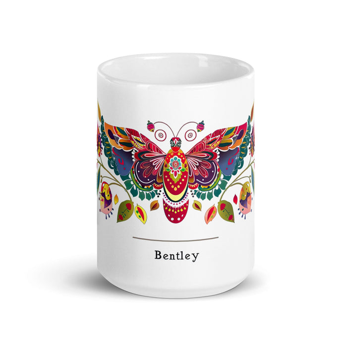 Bentley Exclusive Name Art Piece Home Office Work Coffee Mug Mexican Spanish Pride Gift Cup One-Of-A-Kind Calligraphy White Glossy Mug | B11 Mexicada