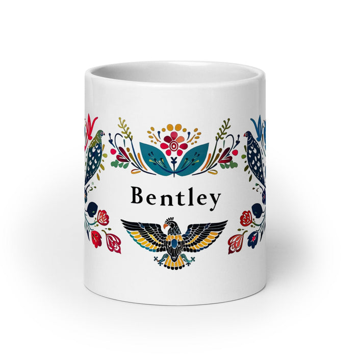 Bentley Exclusive Name Art Piece Home Office Work Coffee Mug Mexican Spanish Pride Gift Cup One-Of-A-Kind Calligraphy White Glossy Mug | B2 Mexicada