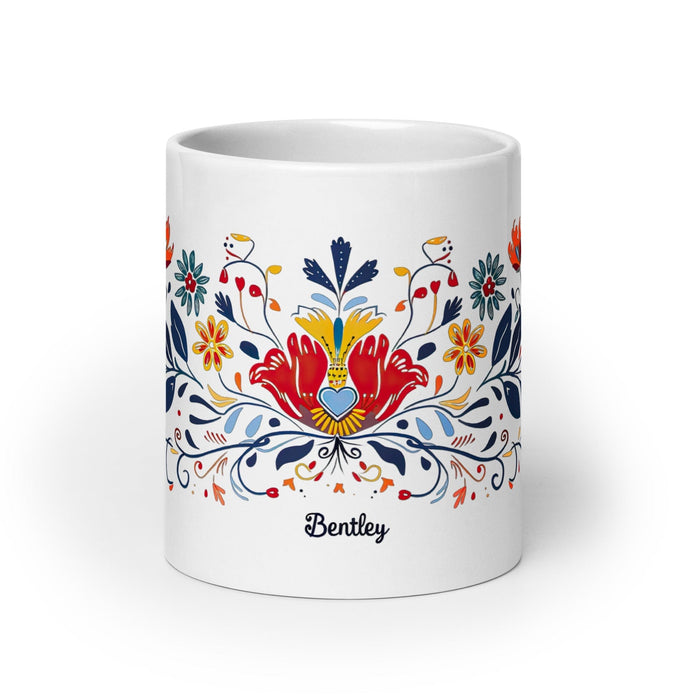 Bentley Exclusive Name Art Piece Home Office Work Coffee Mug Mexican Spanish Pride Gift Cup One-Of-A-Kind Calligraphy White Glossy Mug | B5 Mexicada