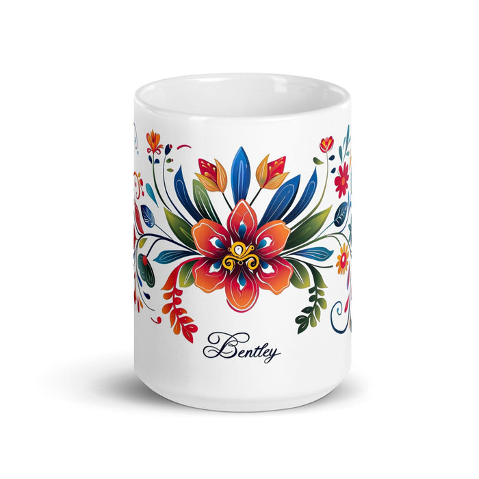 Bentley Exclusive Name Art Piece Home Office Work Coffee Mug Mexican Spanish Pride Gift Cup One-Of-A-Kind Calligraphy White Glossy Mug | B9 Mexicada