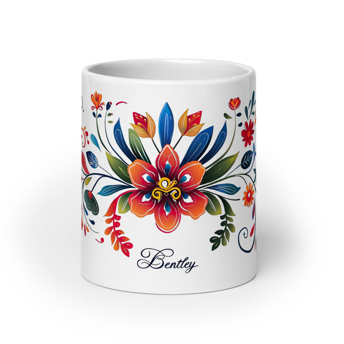 Bentley Exclusive Name Art Piece Home Office Work Coffee Mug Mexican Spanish Pride Gift Cup One-Of-A-Kind Calligraphy White Glossy Mug | B9 Mexicada